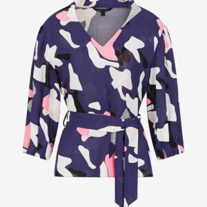 PRINTED BELTED BLOUSE